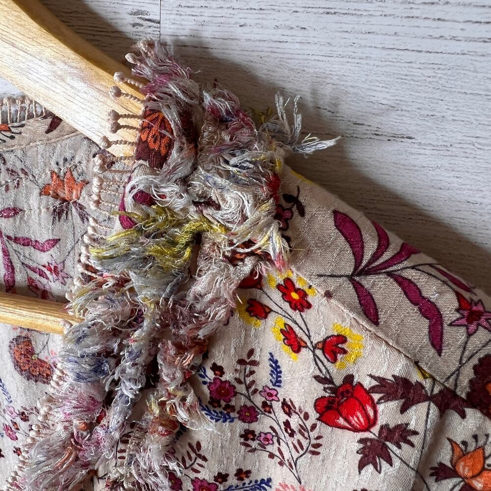 Democracy Blouse Womens Size Medium Floral Boho Tie at Waist Colorful Spring - Picture 11 of 16